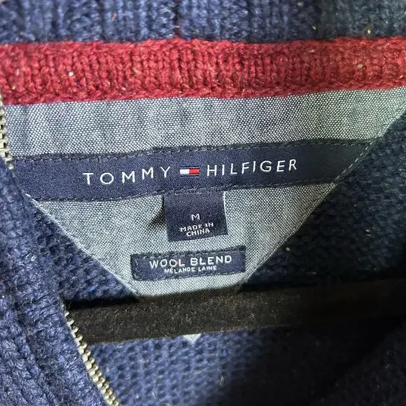 Tommy Hilfiger sweater medium fair isle quarter zip wool blend